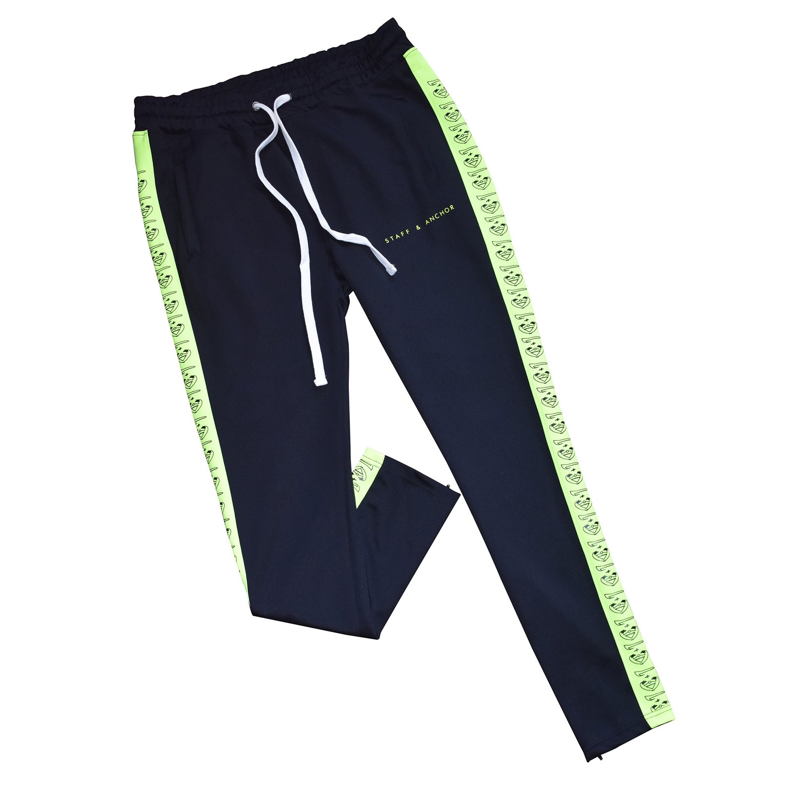 Black neon clearance green stripe pants